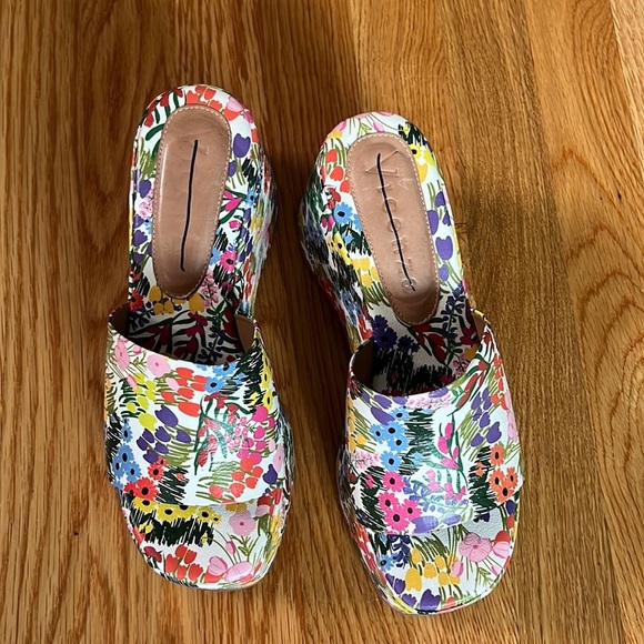 Anthropologie Vicenza Calcados Leather Floral Platform Sandals Sz 8/39 New - Picture 2 of 15